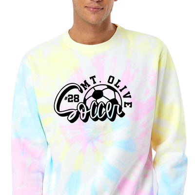 MOUNT OLIVE SOCCER RETRO TIE DYE CREW NECK SWEATSHIRT | Adult and Youth