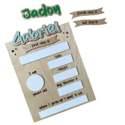 Personalized Wooden School Milestone Sign with Dry Erase Sections – First Day, Last Day & 100th Day Interchangeable Titles