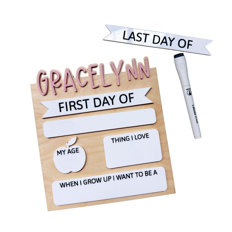 Personalized Acrylic Dry Erase First & Last Day School Sign