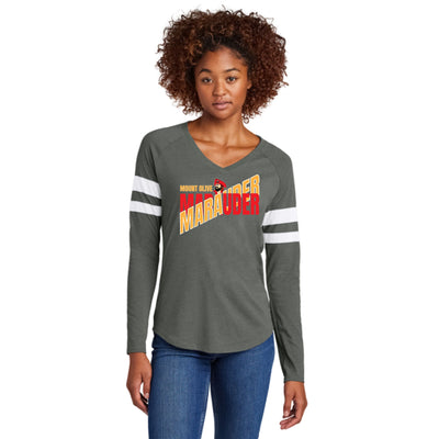 Mount Olive - MO High School '25-26 Ladies Stripe Long Sleeve V-Neck Tee