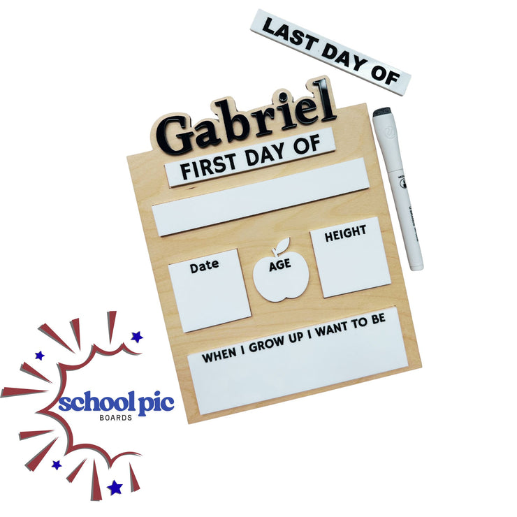 Personalized Acrylic Dry Erase First & Last Day School Sign - Area For Grade or Year