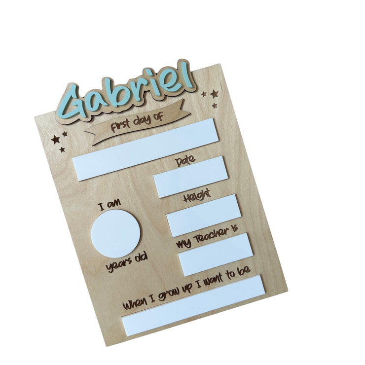 Personalized Wooden School Milestone Sign with Dry Erase Sections – First Day, Last Day & 100th Day Interchangeable Titles