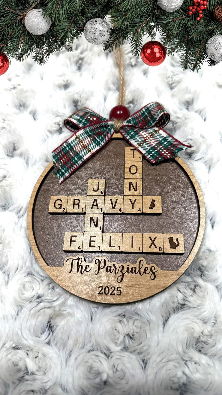 Tile Ornament Wood Ornament - Laser Engraved