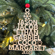 Family Names Christmas Tree Ornament - Laser Engraved
