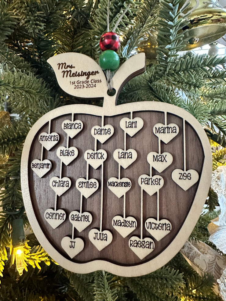 Teacher and Class Ornament - Laser Engraved Ornament