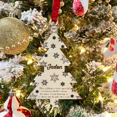 Kid Height Tree Ornament - Laser Engraved