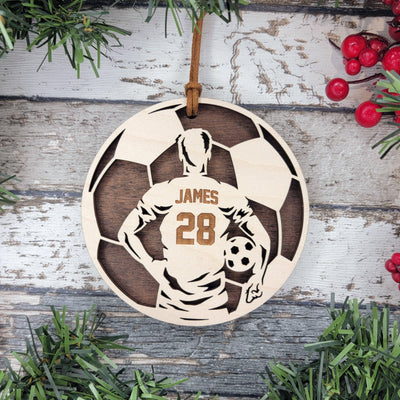 Soccer Player 2024 Male Spotlight Ornament - Laser Engraved