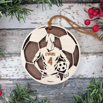 Soccer Player 2024 Female Spotlight Ornament - Laser Engraved