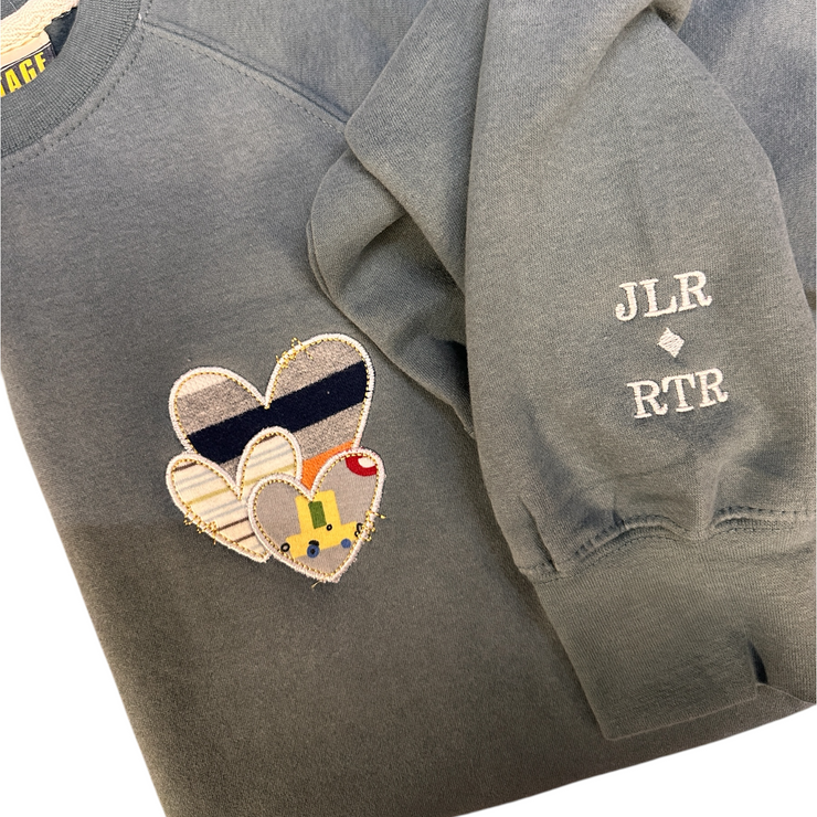 Custom Infant Triple Heart Applique - Custom Sweatshirt with Baby Clothes