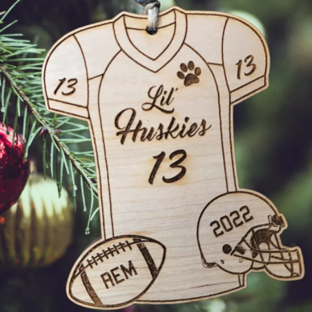 Football Player Ornament - Laser Engraved