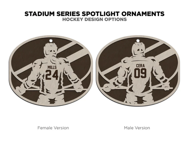 Hockey Player Spotlight 2024 Ornament - Laser Engraved