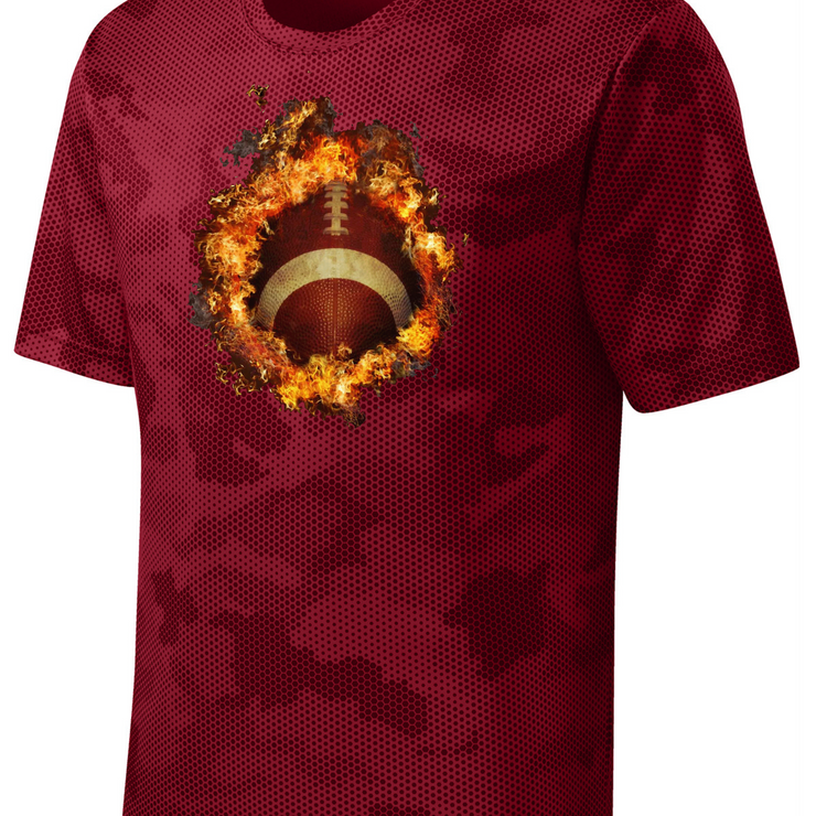 FOOTBALL AND FIRE FLAMES PERFORMANCE SHIRT | ADULT