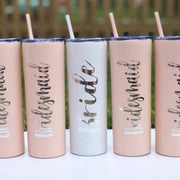 SKINNY TUMBLER WITH STRAW FOR BRIDAL PARTY | WEDDING GIFT | BRIDAL GIFT