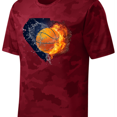 BASKETBALL WATER AND FIRE FLAMES PERFORMANCE SHIRT | ADULT