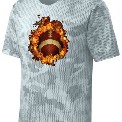 FOOTBALL AND FIRE FLAMES PERFORMANCE SHIRT | ADULT