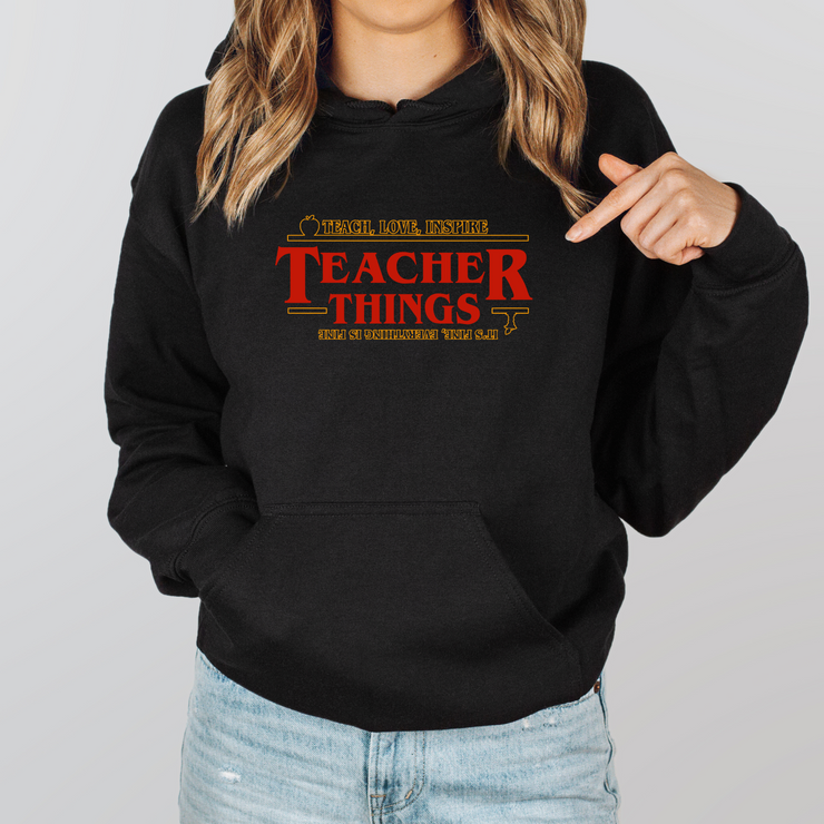 Teacher Things inspired by Stranger Things Cotton Short Sleeve Crew T-Shirt | Adult Shirts