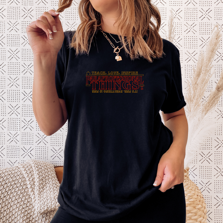 Paraprofessional Things inspired by Stranger Things Cotton Short Sleeve Crew T-Shirt | Adult Shirts