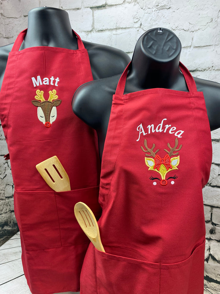 Personalized Christmas Embroidered Apron - Christmas Adult Apron