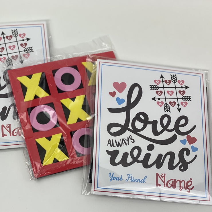 KIDS VALENTINES -NOT ASSEMBLED DIY Love Always Wins Tic Tac Toe Exchange Cards