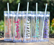 SKINNY TUMBLER WITH STRAW FOR BRIDAL PARTY | WEDDING GIFT | BRIDAL GIFT