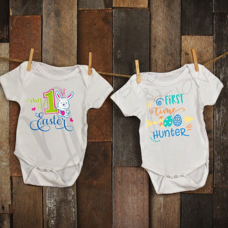 FIRST time HUNTER - My First EASTER - Boy / Girl Infant / Child Easter Personalized Custom Shirt